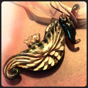 Seahorse Glass Pendant Necklace
